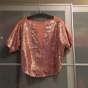 Aryn K blush sequin top size Small